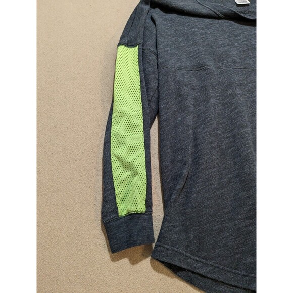 Victoria's Secret PINK Sweatshirt Women Medium Gray w Green Mesh Logo Graphic - Picture 3 of 9
